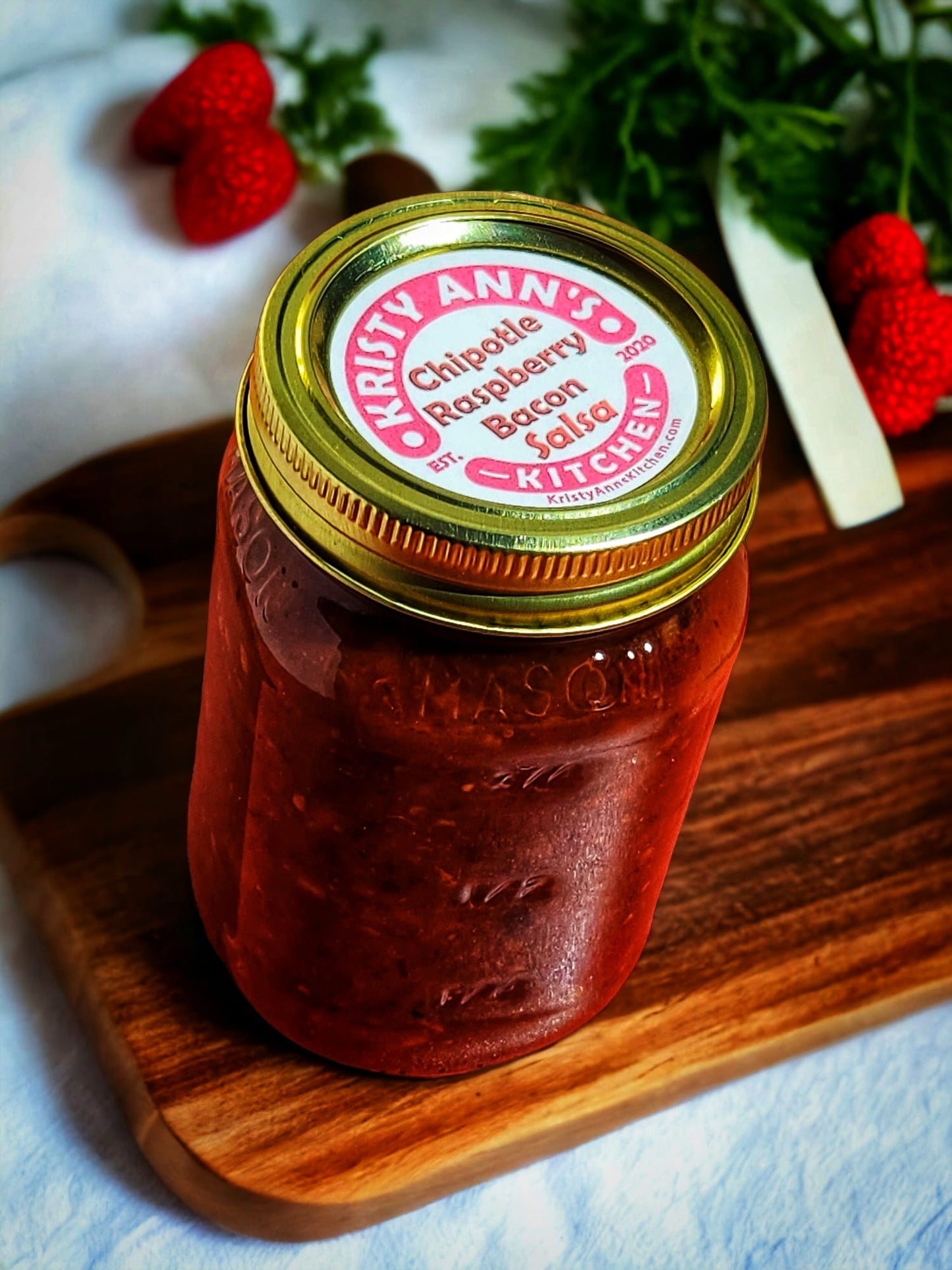 KristyAnn's Kitchen Salsa: Chipotle Raspberry Bacon Salsa (16oz)